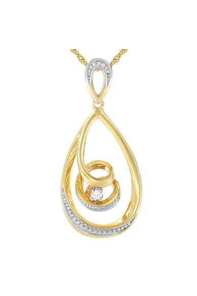 Brilliant-Cut Diamond-Accented Open Teardrop Twisted Curl Necklace